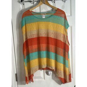 North Style Womens Orange Swimsuit Cover Up Semi Sheer Sleeveless Flowy Size L